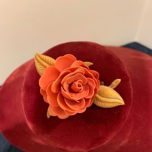 Large Vintage Hard Plastic Flower Brooch Pin 3”